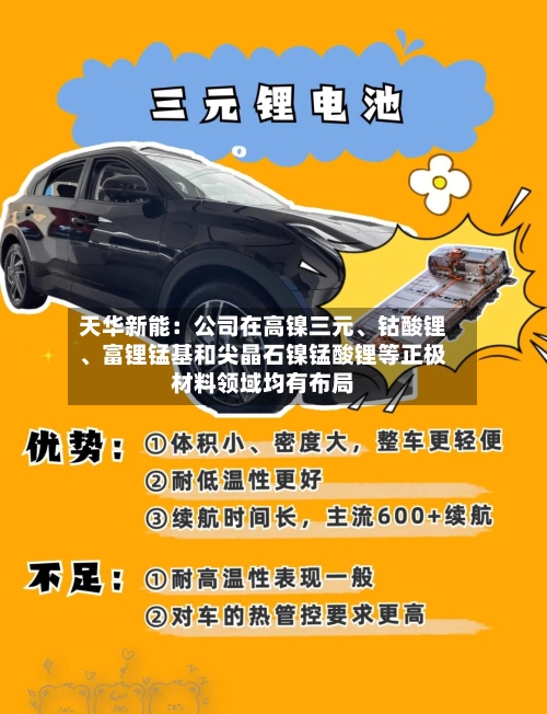 天华新能：公司在高镍三元、钴酸锂、富锂锰基和尖晶石镍锰酸锂等正极材料领域均有布局-第2张图片