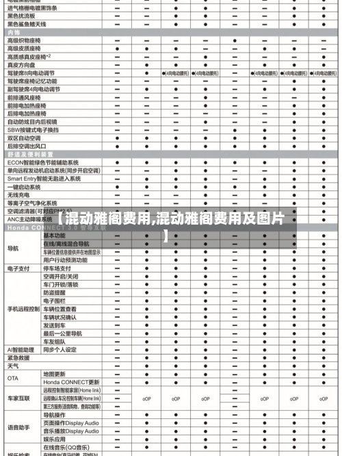 【混动雅阁费用,混动雅阁费用及图片】